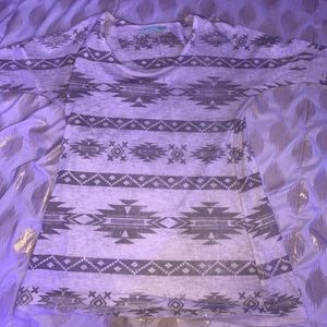 White and Grey Patterned Long Sleeved Shirt